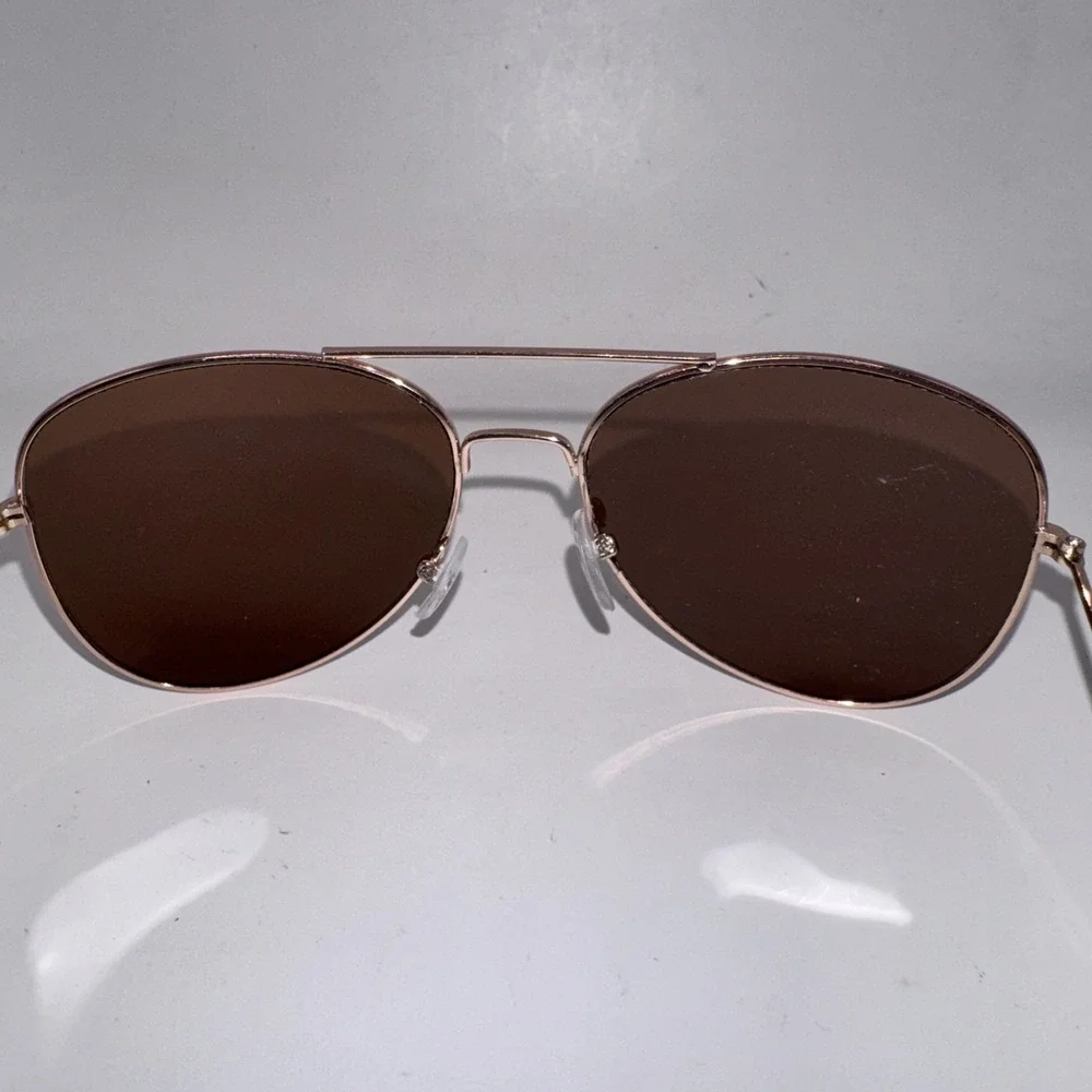 Rose Gold and Diamond Aviator Sunglasses 719175090135